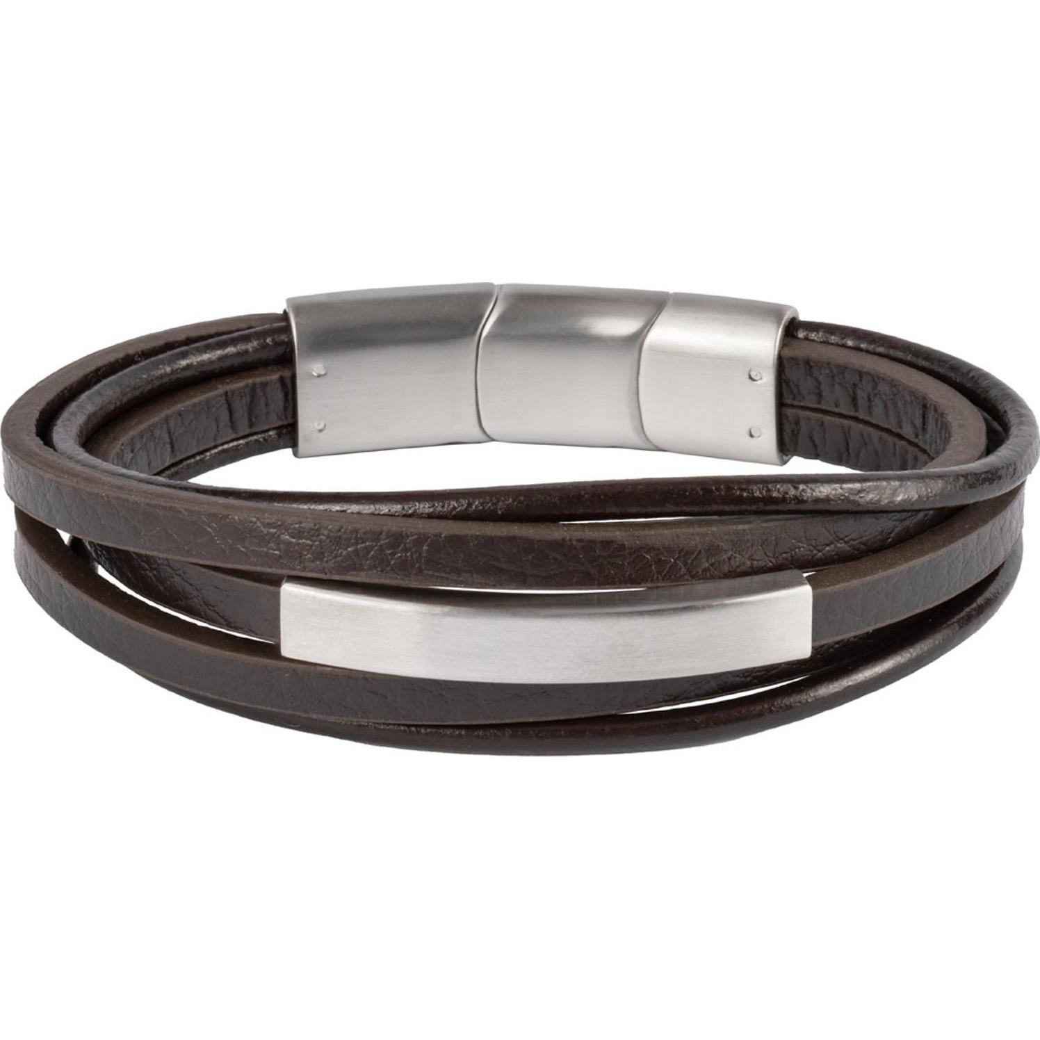 Jacques Lemans, Armschmuck, Armband, (20 cm, Leder, Edelstahl)