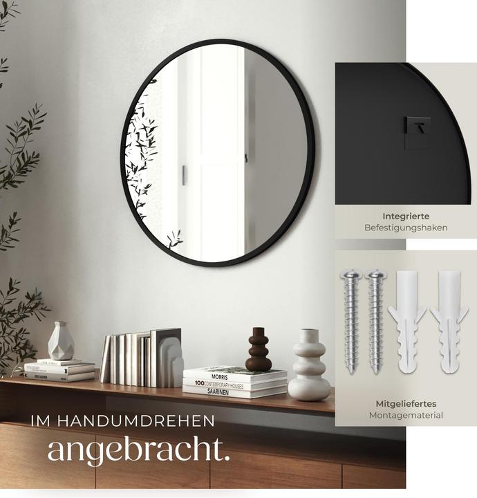 Produktbild tectake Runder Wandspiegel Fiona mit Aluminiumrahmen (Ø 50 cm)