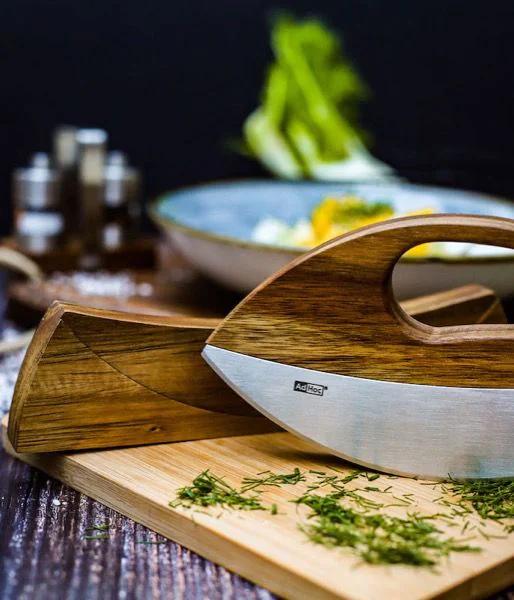 Produktbild AdHoc Doppel-Wiegemesser WAVE braun (22 cm)