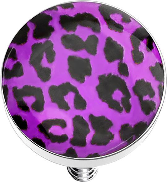 Actual product image Star Piercing Dermal anchor disc with leopard pattern purple (without brass, Surgical steel 316L)