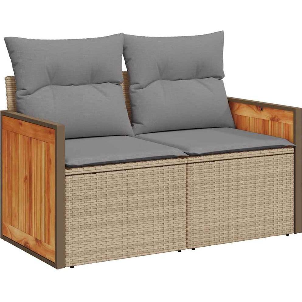 Thumbnail - VidaXL, Gartenlounge, 8-tlg. Garten-Sofagarnitur mit Kissen Beige Poly Rattan Akazie