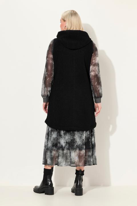 Immagine prodotto Ulla Popken Gilet lungo e smanicato in teddy con cappuccio e cerniera a doppio cursore (42, 44)
