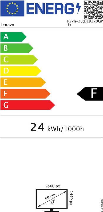 Energy Label Lenovo ThinkVision P27h-20 (2560 x 1440 pixels, 27")