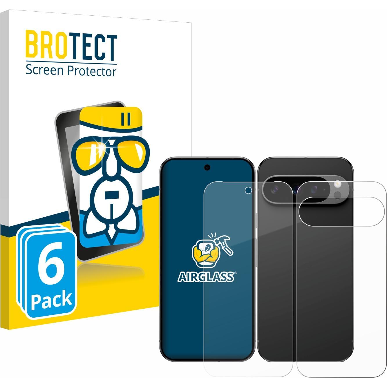 BROTECT Schutzglas Schutzfolie Glas Folie Displayschutz klar (6 Stück, Google Pixel 9 Pro), Smartphone Schutzfolie, Tran...