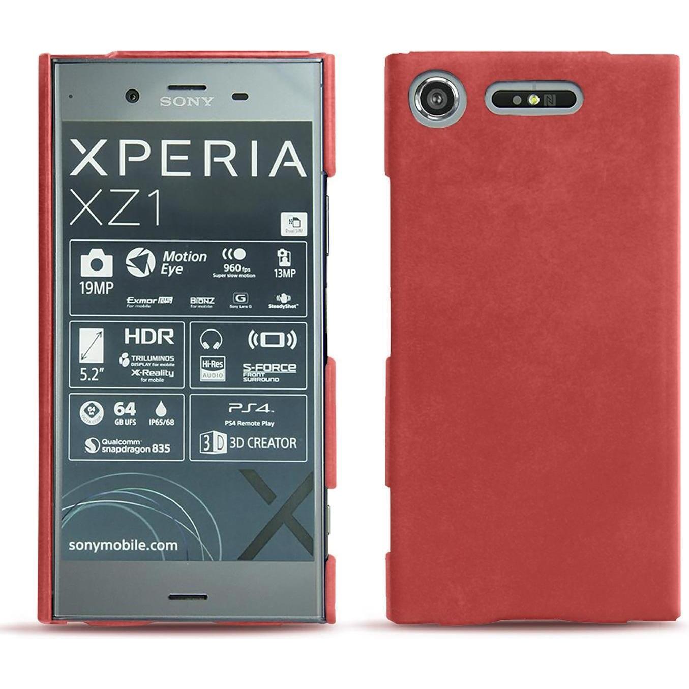 Thumbnail - Noreve Lederschutzhülle (Sony Xperia XZ1), Smartphone Hülle, Rot