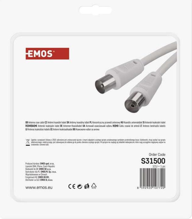 Image du produit Emos Câble coaxial d'antenne, blindé 15m - connecteur droit (Câble d'antenne)