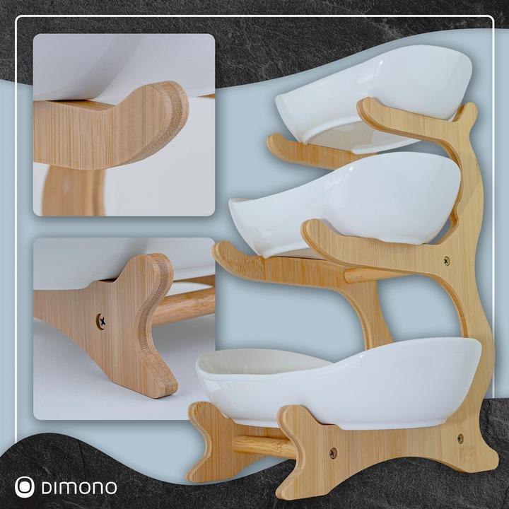 Actual product image Dimono 3-stufige Etagere mit Bambusgestell