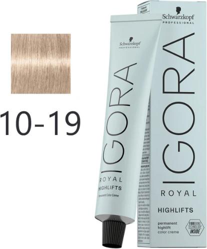 Actual product image Schwarzkopf Professional Igora Royal Highlifts Hair Color (10-19 Highlifts Ultra Blonde Ash Grey Violet)