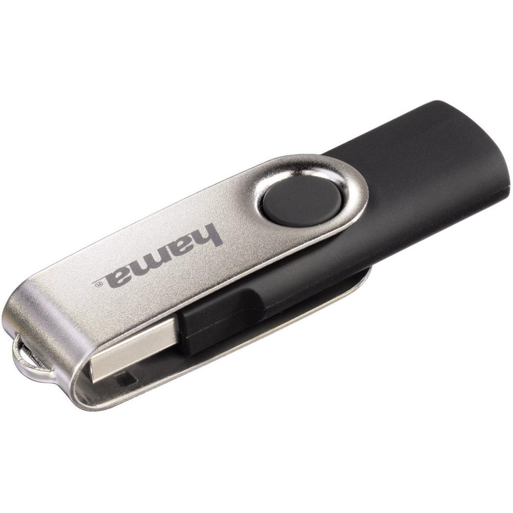 Hama Rotate (64 GB, USB-A, USB 2.0), USB Stick, Schwarz, Silber