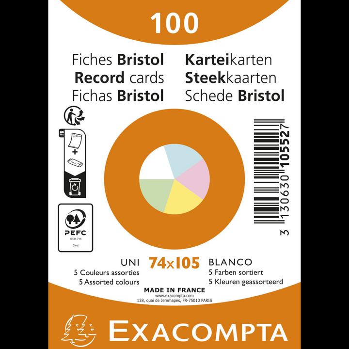 Actual product image Exacompta Cartes-fiches neutres (74 x 105 mm, 205 g/m², 100 x)