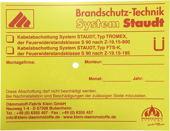 Image du produit Staudt Plaque d'identification pour TROMEX