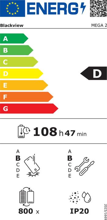 Energie-Label Blackview MEGA 2 (Tablette 4G - 12" - 256 Go, 12 Go RAM) Gris (4G, 12", 256 GB, Celestial Grey, Grau, gris)