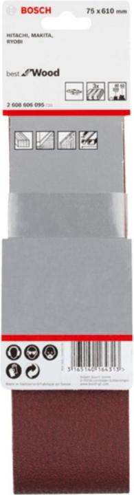 Image du produit Bosch Professional Zubehör PRO X440 bande abrasive, 75 x 610 mm, G60, G80, G100, 3 pcs. (100, 60, 80)