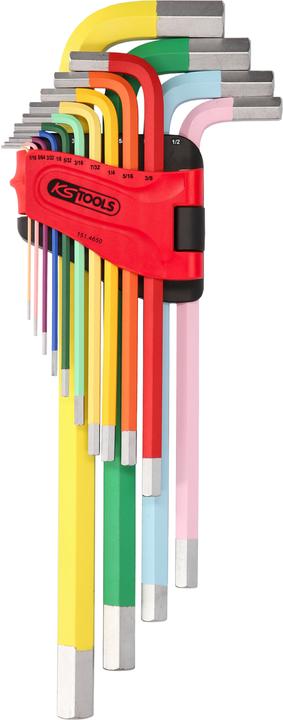 Actual product image KS Tools Offset wrench set extra long, hexagon socket, inch sizes, 14 parts