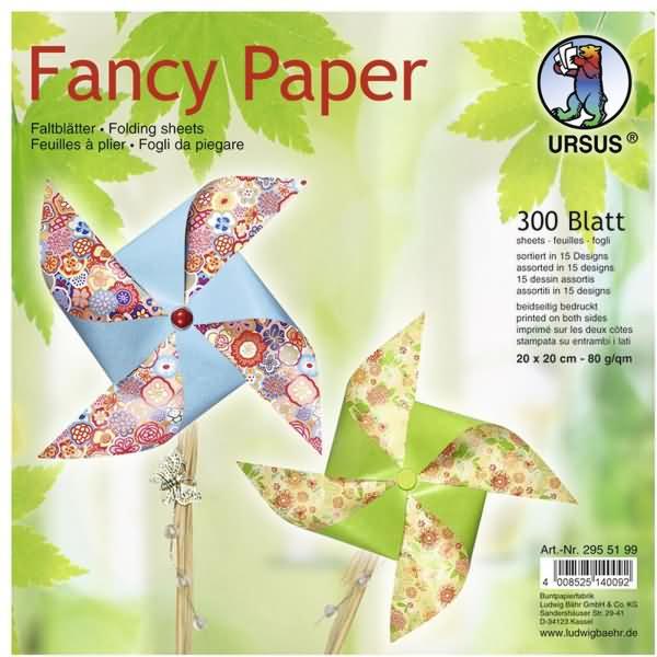 Ursus, Bastelpapier, Faltblätter Fancy Paper 80g/qm 20x20cm 15 Designs VE=300 Blatt (80 g/m², 1 x)