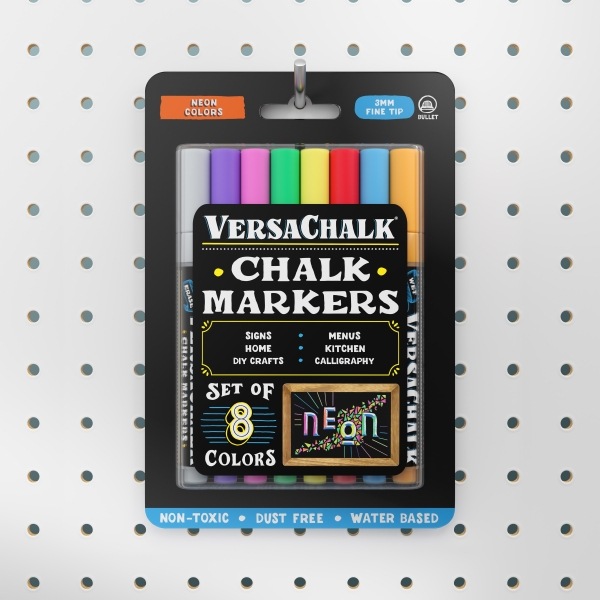 Produktbild VersaChalk - Neon Flüssigkreide Marker 8er Set mit 3mm Spitze (Mehrfarbig, 3 mm, 8 x)