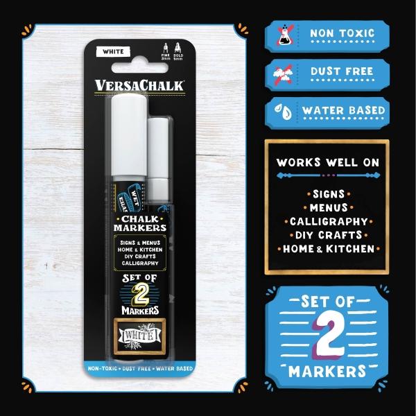 Actual product image VersaChalk - Combi set with 2 white chalk markers 3mm + 5mm (2x)