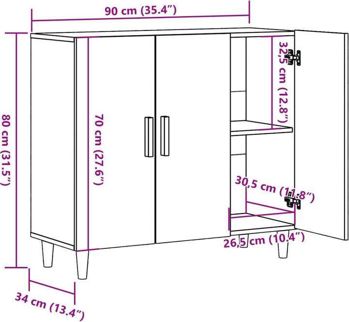 Produktbild vidaXL Sideboard (90 x 34 x 80 cm)