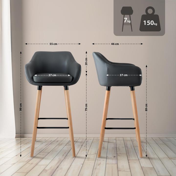 Produktbild CLP Barhocker Grant Kunstleder, grau