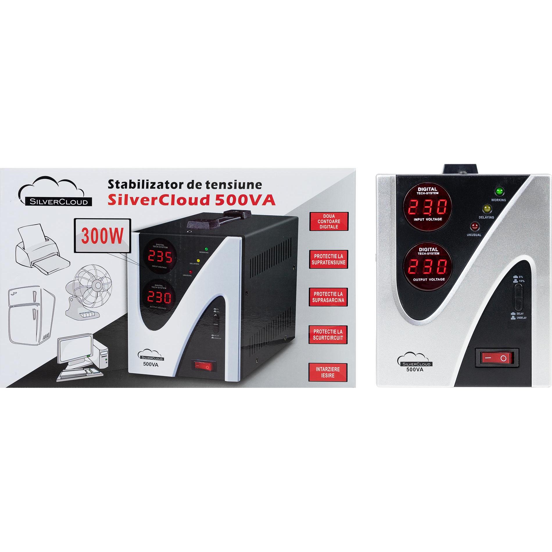 Thumbnail - SilverCloud Spannungsstabilisator 500VA 300W 2,3A (500 VA, 300 W, Online-Doppelwandler USV), USV