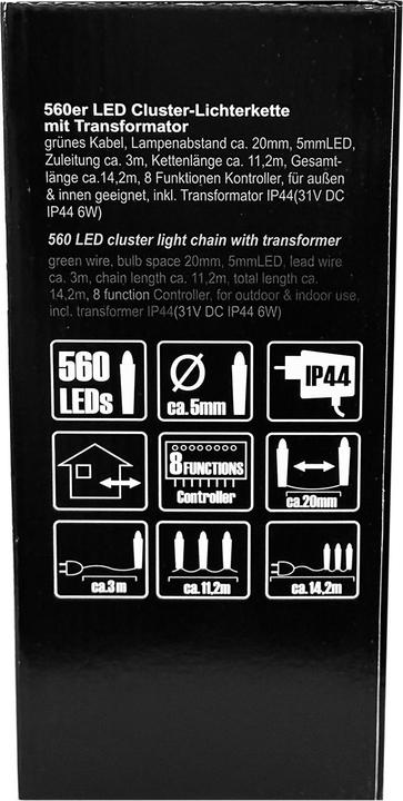 Actual product image Mojawo 560 cluster light chain LEDs indoor and outdoor warm white (14.20 m)