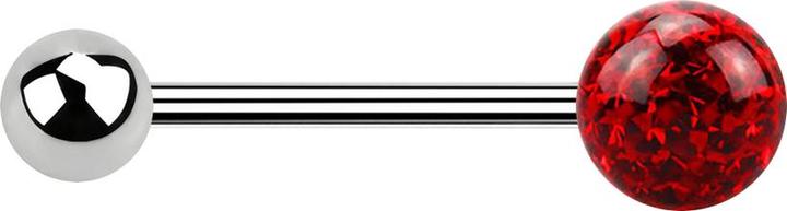 Immagine prodotto Star Piercing Micro Barbell silber mit Kugel und Kristallkugel rot Epoxy Schutzschicht (senza ottone, Acciaio chirurgico 316L)