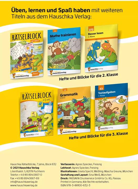Produktbild Rätselblock ab 7 Jahre (Deutsch, Agnes Spiecker, 2018)