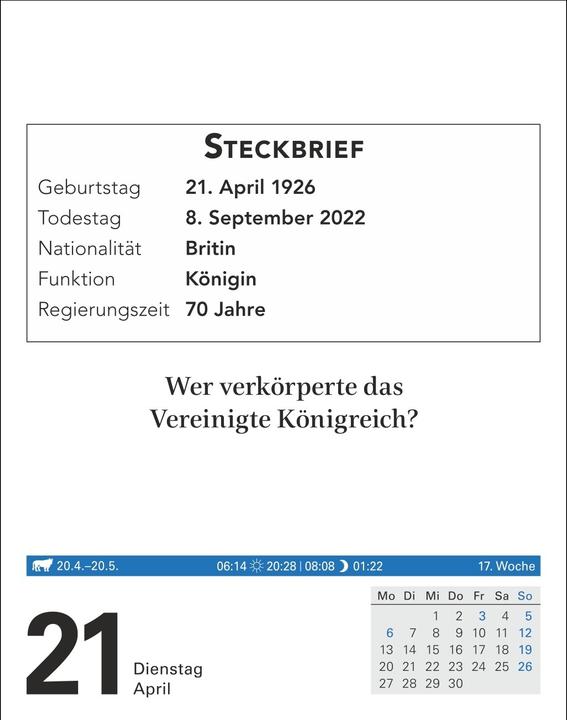 Immagine prodotto Harenberg Wissen Tagesabreisskalender 2026 - Quizfragen aus Geschichte, Politik, Kultur, Technik und Spor (11 x 14 cm, Tedesco)