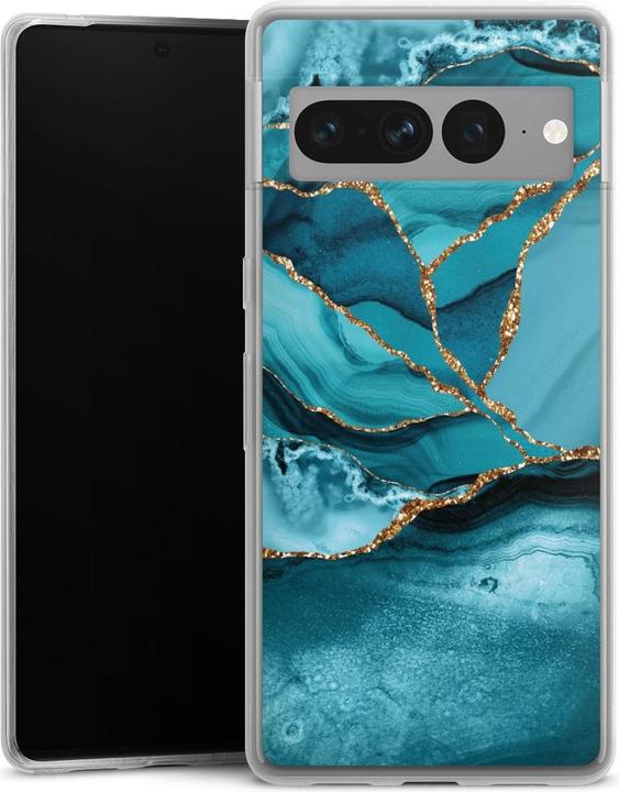 DeinDesign Slim Case fr Google Pixel 7 Pro Silikon Hlle Ultra Dnn  Handyhlle Glitzer Look Edelstein Marmor