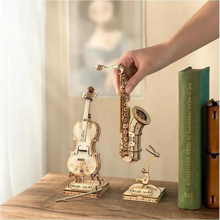 Actual product image Robotime Rolife 3D wooden puzzle saxophone 136 pieces (136 pieces)