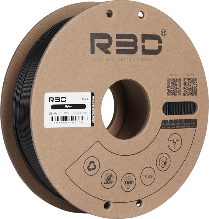 Produktbild R3D Nylon PA6 Schwarz Filament 1.75mm 800g (Nylon, 1.75 mm, 800 g)