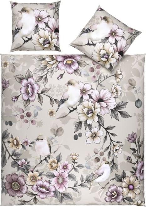 em-es-te Linge de lit au design naturel et romantique, beige (Taie d’oreiller, 65 x 65 cm)