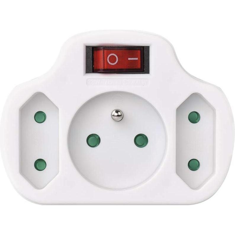 Thumbnail - Emos, Mehrfachstecker + Abzweigstecker, Steckverteiler mit Schalter 1 Steckdose ohne + 2x Euro weiss (P0029) (2 x)