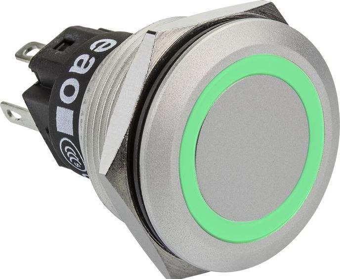 EAO Switch 22mm aluminium 24V Green LED