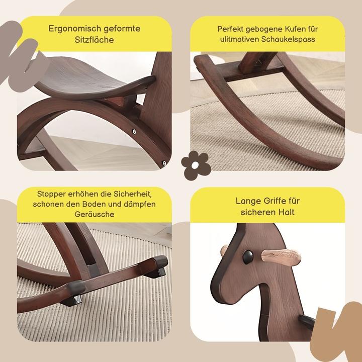 Produktbild Hermex Schaukelpferd Holzpferd Kinderspielzeug Spielzeugpferd Holzspielzeug