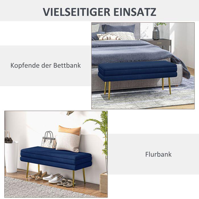 Actual product image Swisshandel24 Sitzbank Polsterbank, mit Stauraum, Stahl, 100 cm x 37,5 cm x 42 cm, Blau (100 cm)