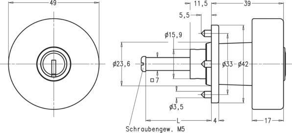 Actual product image Keso Rotary knobs 24.005 / 14.005 (Door handle)