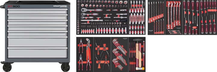 Kraftwerk Workshop trolley Basic Line BT900, 7 drawers 244 pcs.