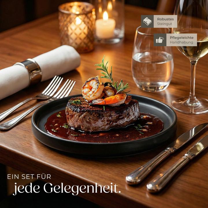 Actual product image tectake Geschirrset Una, aus Steingut, für 6 Personen (30 pcs.)