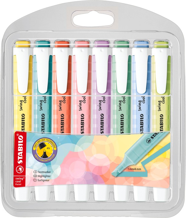 Produktbild STABILO swing cool Pastel Textmarker (Pastellfarben, 4 mm, 8 x)