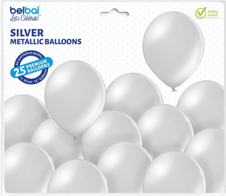 Immagine prodotto Belbal 25 Palloncini decorativi rotondi Ø 33 cm ARGENTO METALLICO (25 x)