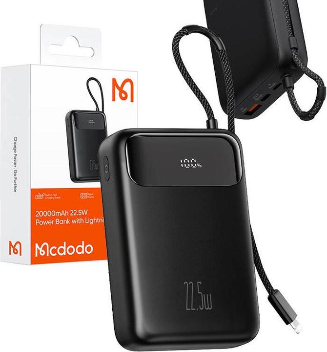 Produktbild Mcdodo Power Bank MC-3710 Digital Dis 20000mAh, 22.5W (czarny) (20000 mAh, 22.50 W, 77 Wh)