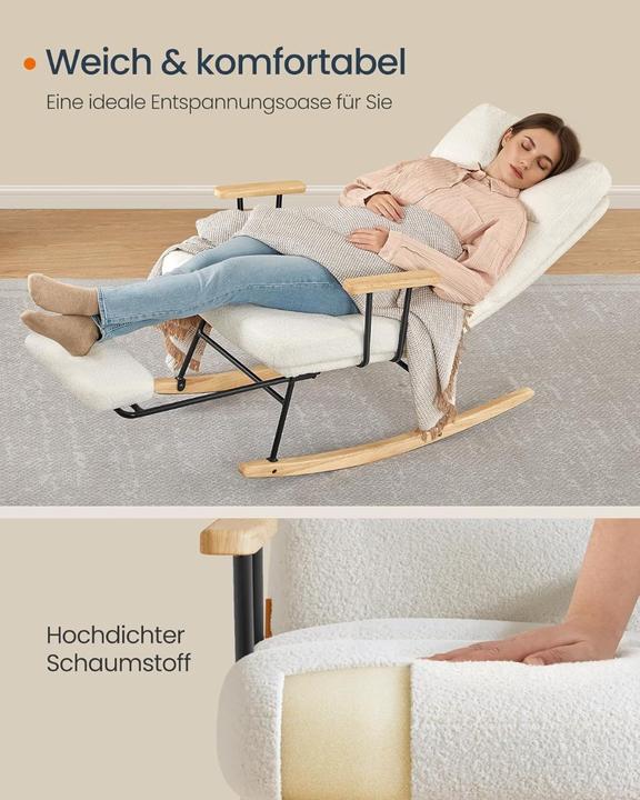 Actual product image Songmics Schaukelstuhl Verstellbar Belastbar Fleece Cremeweiss