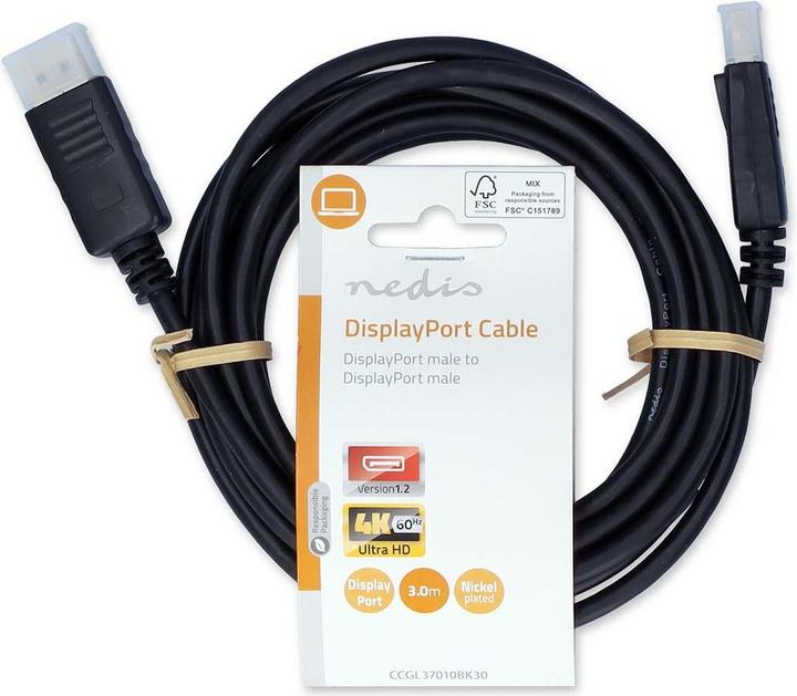 Produktbild Nedis Displayport-Kabel | DisplayPort Stecker | DisplayPort Stecker | 4K@60Hz | Vernickelt | 3.00 m (3 m)
