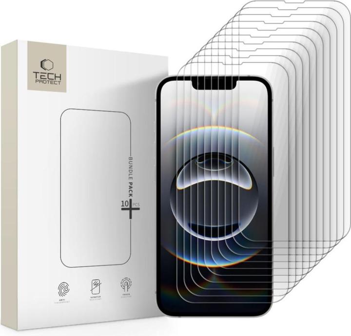Tech-Protect BUNDLE 10ER-PACK HARTGLAS FÜR IPHONE 13 / 13 PRO / 14 / 16E KLAR (10 pcs., Apple iPhone 13, Apple iPhone 13 Pro, Apple iPhone 14, Apple iPhone 16e)