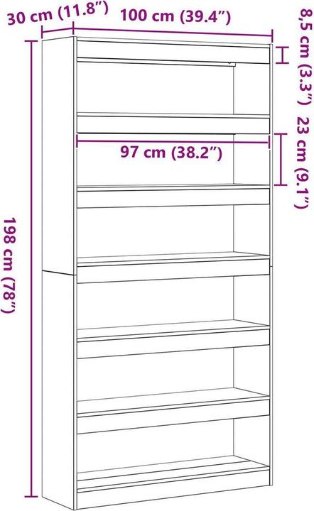 Produktbild vidaXL Bücherregale (30 x 30 x 198 cm)