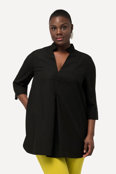 Actual product image Ulla Popken Longline 3/4 Sleeve Collared Blouse (60)