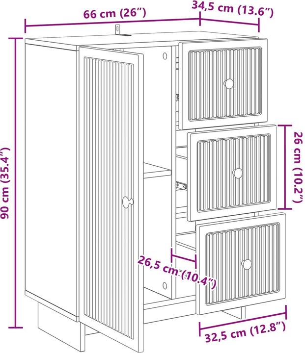 Produktbild vidaXL Modernes Sideboard (34.50 x 34.50 x 90 cm)