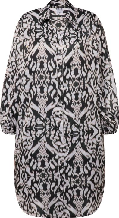 Actual product image Angel of Style Long All-Over Print Shirt Collar Blouse with Long Sleeves and Side Slits (52)