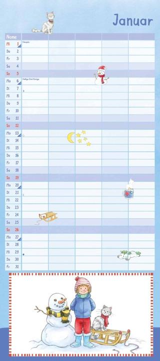 Actual product image Conni Family Calendar 2025 - Wall Calendar - Family Planner with 5 Columns - Size 22 x 49,5 cm